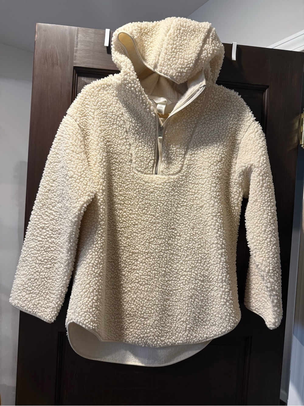 Cream Sherpa Hoodie Jacket - Cozy Pullover Coat